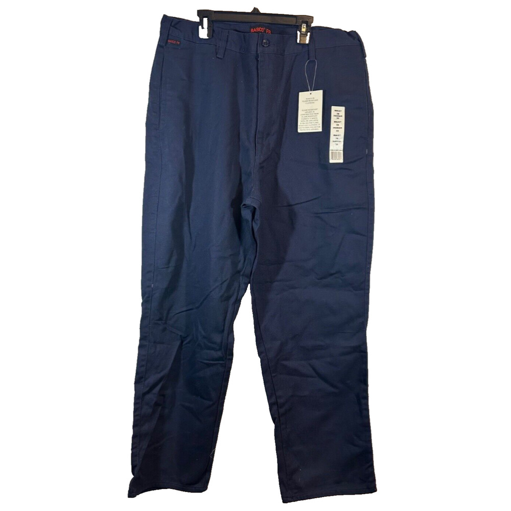 NEW Mens Rasco Fire Resistant Whipcord Pants Navy Size 38x30 Cotton Career D51